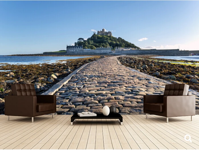 Пользовательские пейзажные обои St Michaels Mount Cornwall 3D современные для гостиной