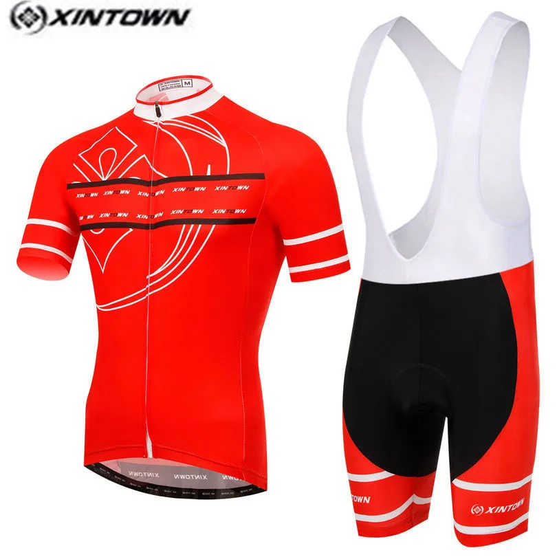 

XINTOWN Pro Bike Jersey Bib Shorts Sets Red Summer Male Ropa Ciclismo Cycling Top Bottom Men Riding mtb Bicycle Clothing Suits