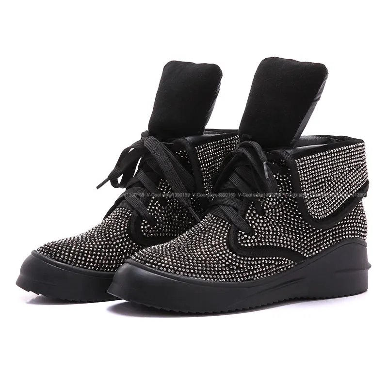 2016 обувь женщина ботильоны из натуральной замши женщин зимние со стразами