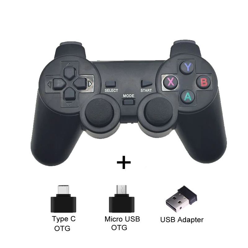 2,4G беспроводной контроллер для PS3 Android Phone tv Box PC Джойстик для Xiaomi OTG Смартфон игровой контроллер пульт дистанционного управления Joypad - Цвет: black without stand