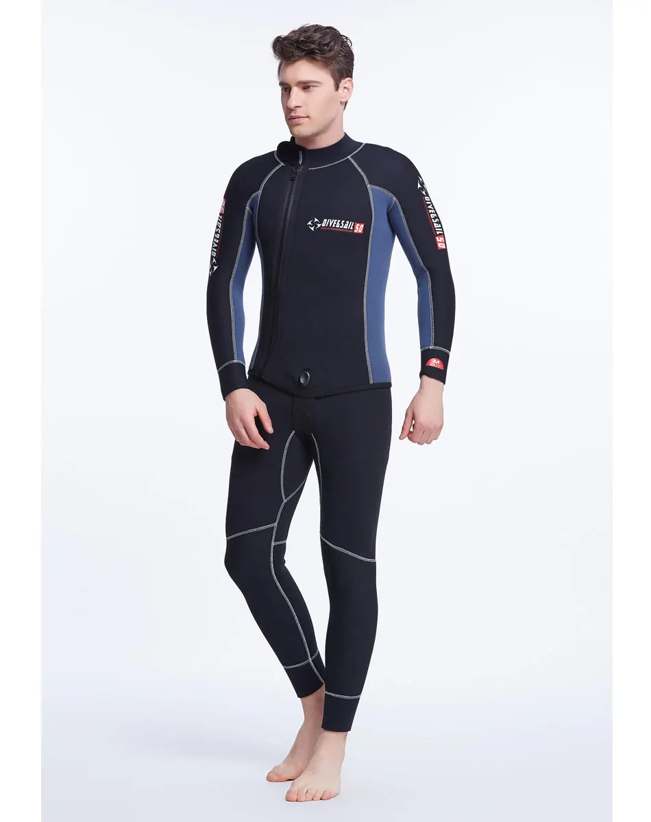 Комплект из 2 предметов Мужской гидрокостюм с капюшоном и полным покрытием 5 мм|set