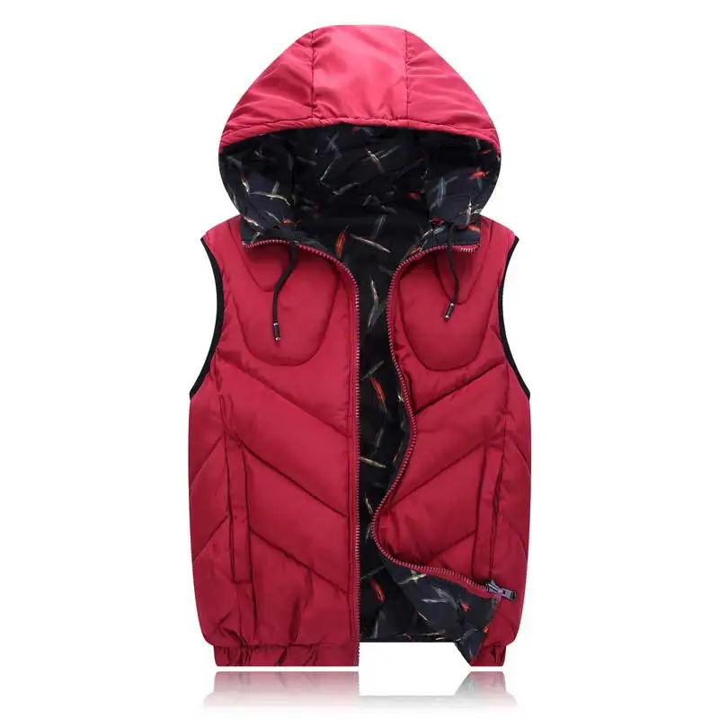 Женский пуховой жилет с капюшоном осенне-зимний размера 5xl Двусторонняя одежда