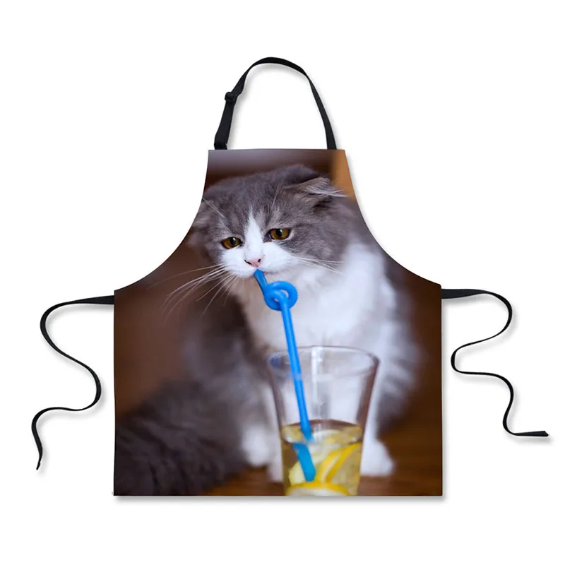 Высококачественные модные кухонные фартуки с 3D-принтом кошки для дома и отдыха |