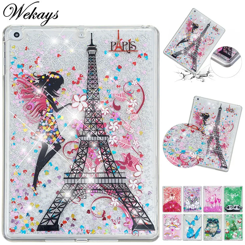 

Wekays For Apple Ipad Air2 Ipad 6th Glitter Liquid Silicon Fundas Case For Coque IPad Air 2 IPad 6 IPad6 9.7 inch Cover Cases
