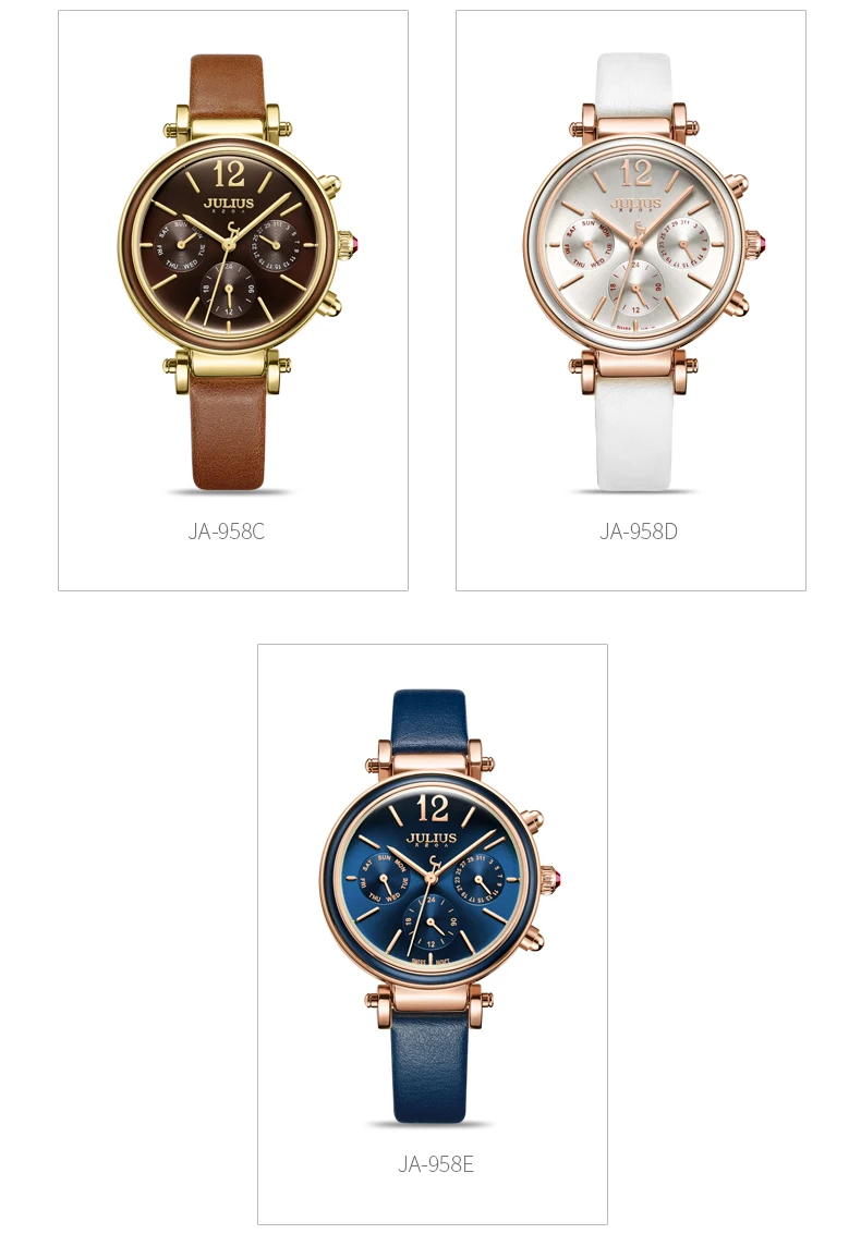 Julius брендовые креативные часы Женская мода Chronos кварцевые часы Ретро Винтаж Montre Femme Авто день дата женские часы JA-958