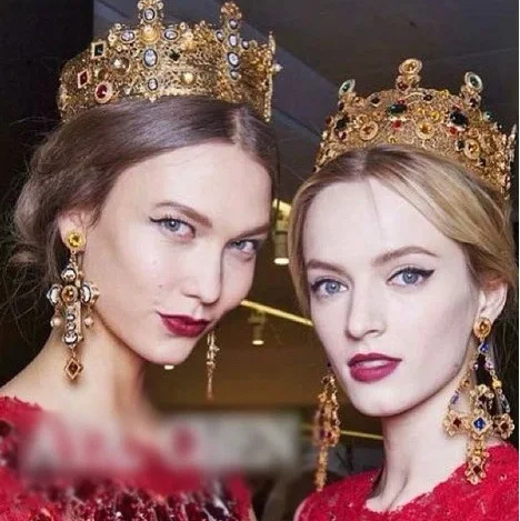 Винтаж барокко висячие серьги двойной цепи навесное жемчужные Post Цвет Кристалл
