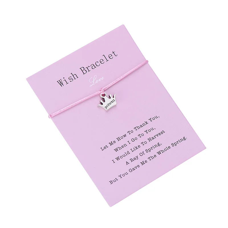 IYOE Wish Card, браслет с красной нитью для женщин и детей, корона принцессы, ручная плетеная веревка, Парные браслеты, семейные ювелирные изделия для дружбы