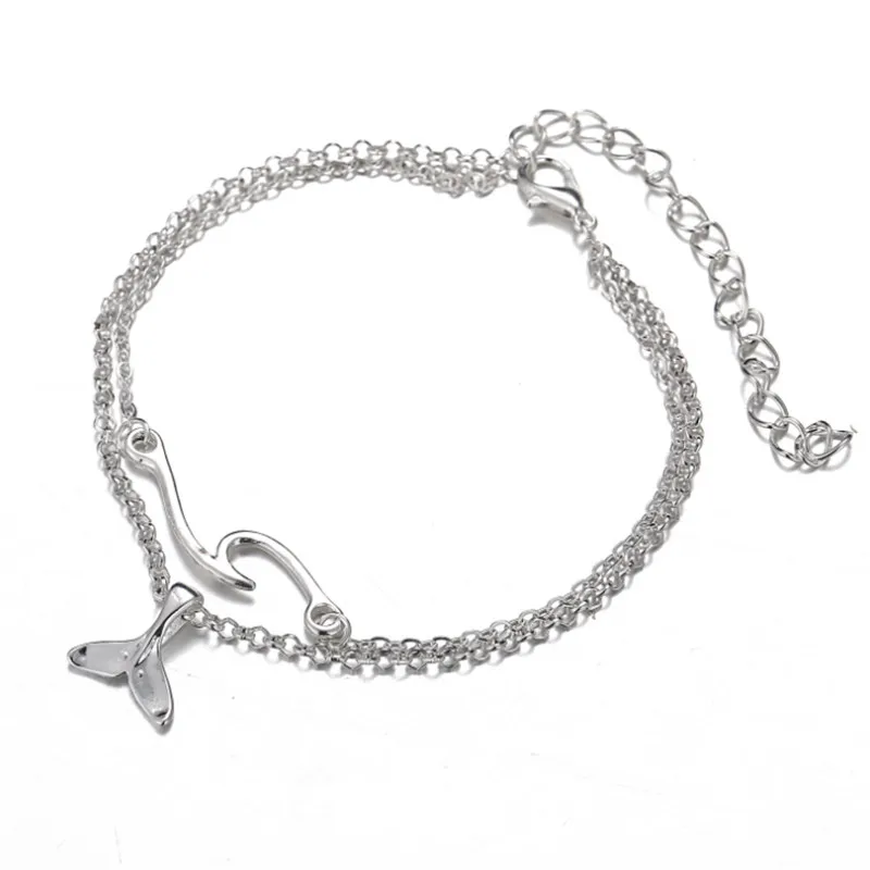 

Hot Sale Simple Metal Fish Tail Chain Foot Decoration Fashion moon Sun Beach Anklet Retro Bohemian Style For Women Jewelry New