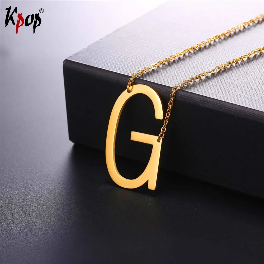Kpop Подвеска из нержавеющей стали с буквой G цепочкой колье золотого/черного цвета
