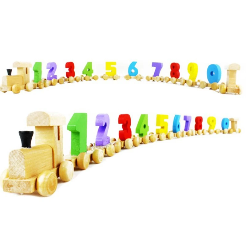 

Baby Toddler Children Wooden Digital Small Train 0-9 Number Educational Toy