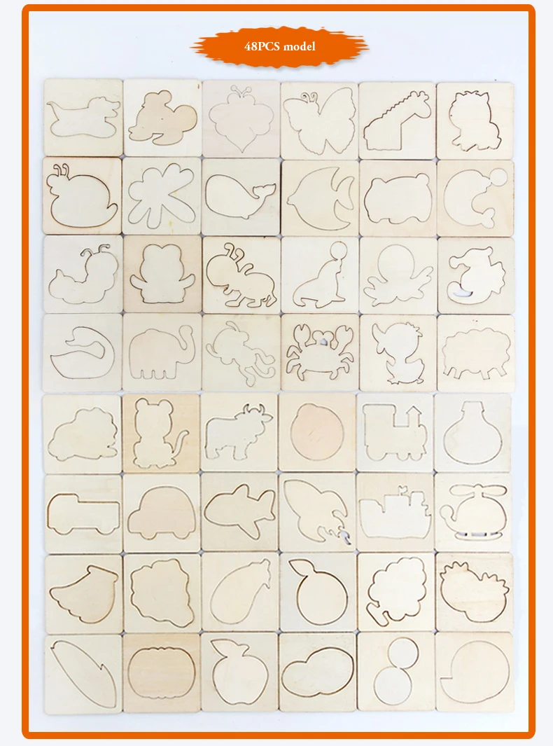110Pcs Drawing Toys Children Wooden Animal Models Education Puzzle Graffiti Coloring Painting Template Set Educational Toys