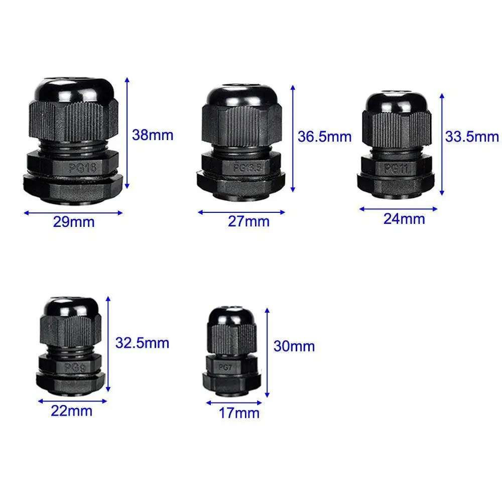 25PCS Nylon Cable Glands Waterproof Gland Joints Plastic PG7 PG9 PG11 PG13.5 PG16 | Обустройство дома