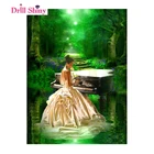 Полноразмерная Алмазная 5d картина сделай сам, вышивка крестиком, Картина на холсте с изображением красивой женщины пианино, алмазная вышивка, наклейки на стену