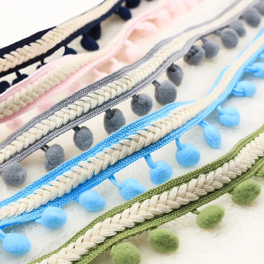 1pc polyester 5Yard/4.57m Vintage Embroidered Trim Ribbon 1.2cm Pom-pom Ball Fringe Ribbons Sewing Fabric DIY Craft for handmade | Дом и сад