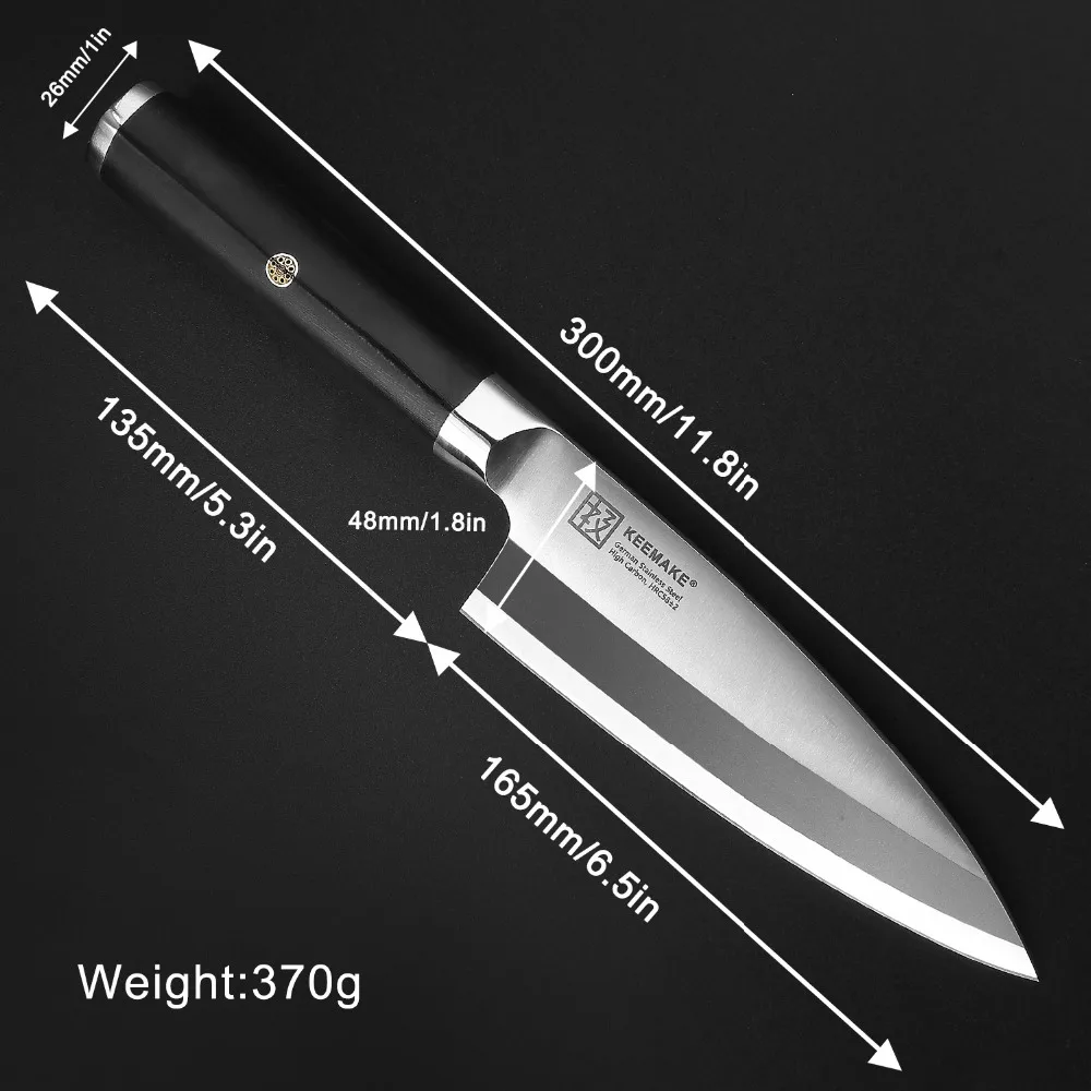 KEEMAKE 6," дюймовый кухонный нож шеф-повара для суши Deba, немецкая 1,4116 сталь, G10+ S/S ручка, бритва, острое лезвие, прочные инструменты для резки мяса
