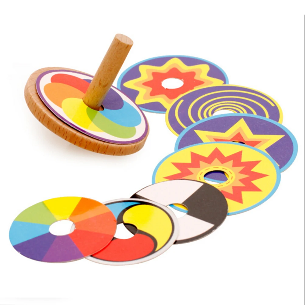 Hot Sale Classic Toy for Kids Funny Wooden Colorful Spinning Top with Drawing Cards | Игрушки и хобби