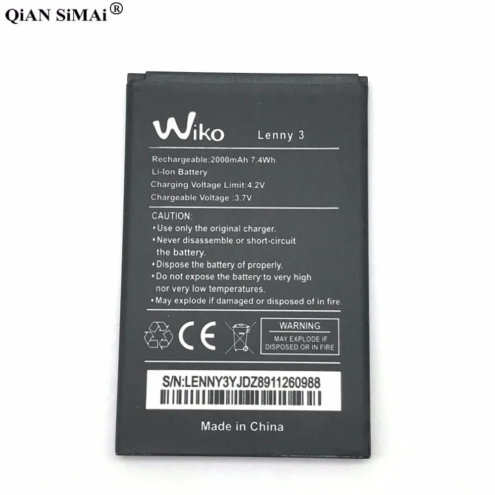 2019 New Battery For Wiko Lenny 3 2000mAh High Quality Mobile Phone Replacement Batteries Accumulator Rechargeable | Мобильные
