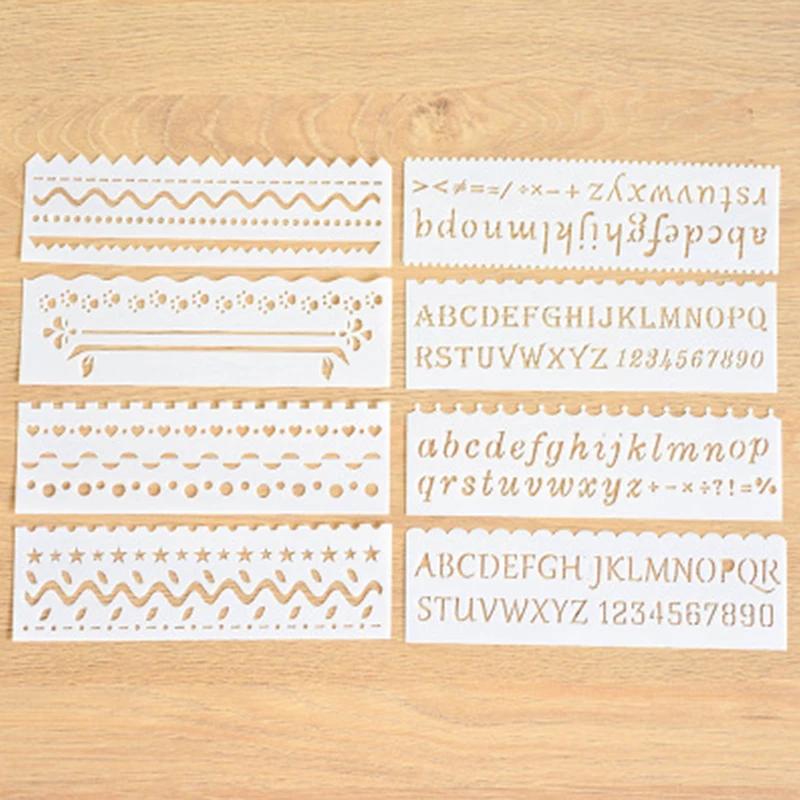 

8 pcs/lot Letter Numbers Layering Stencils for Walls Painting Drawing Ruler DIY Scrapbooking Stamp Decoration Embossing Crafts