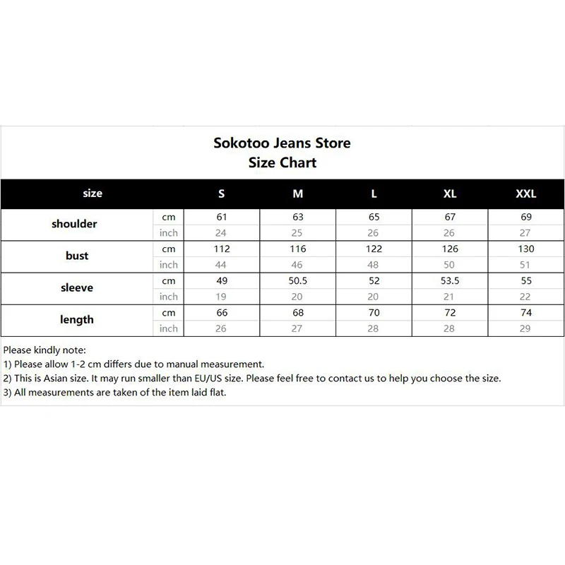Sokotoo Men's loose letters printed jean jacket Trendy streetwear holes ripped denim coat Patchwork outerwear