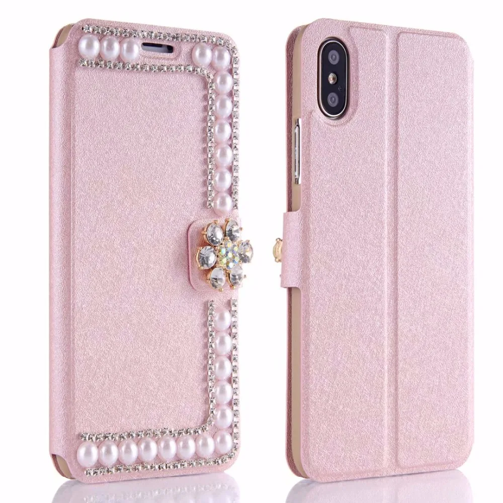 XINGDUO для iphone XS ПУ материал корпуса Жемчуг Блестящий со стразами и украшением в