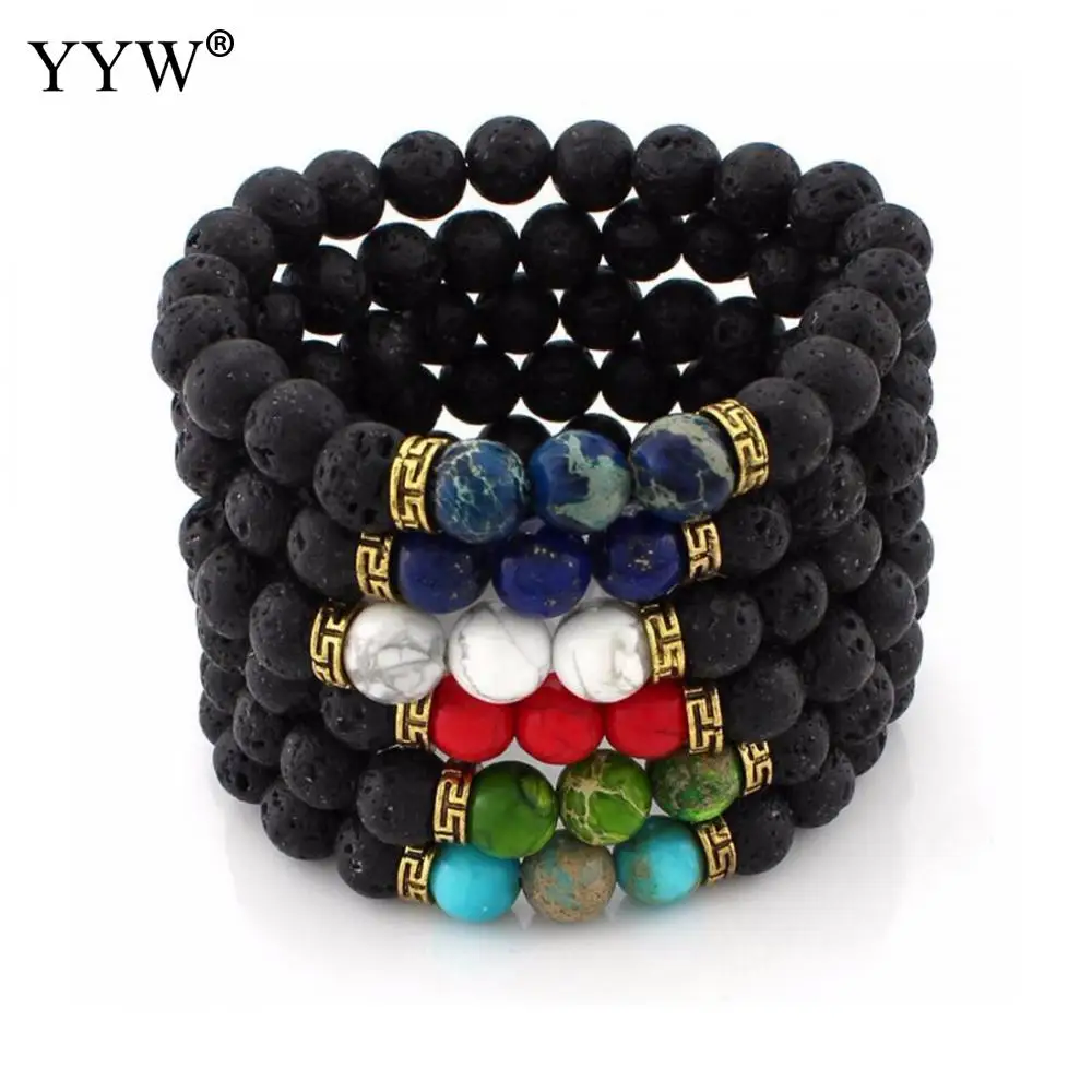 Boho Lava Stone бисерный браслет очаровательный этнический DIY бисер браслеты для женщин