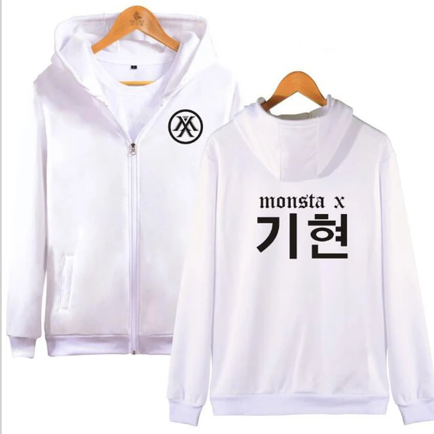 K POP monkpop Monsta X Zipper женские толстовки Wonho YOOKIHYUN I.M JOOHEON MINHYUK зимние женские куртки и пальто
