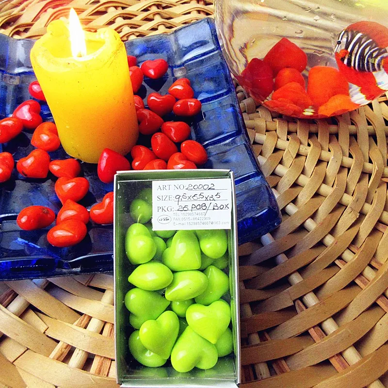 

18pcs Factory wholesale hand made Murano glass heart shape Valentine Party Candle decoration wedding decoration accessories