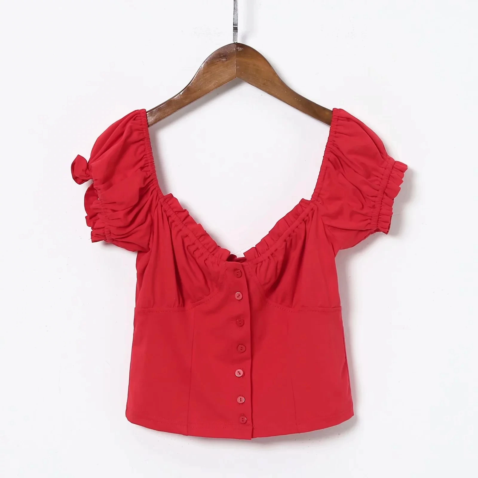 Сексуальный укороченный топ винтажный каваи с оборками черная белая рубашка