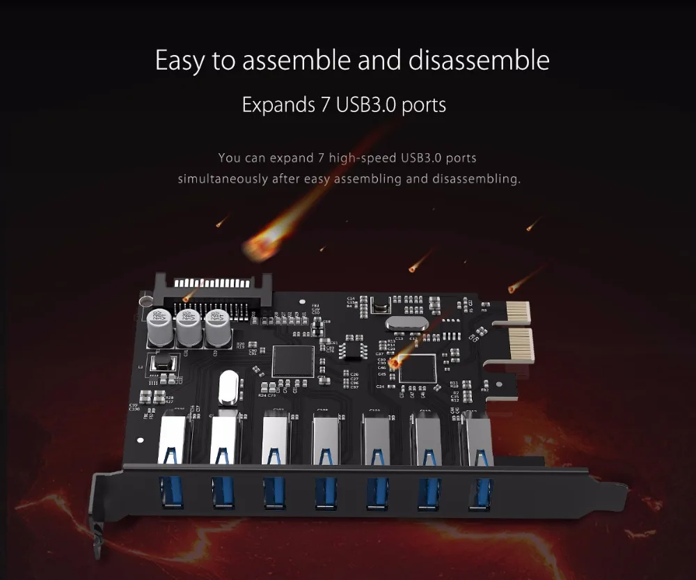 USB 3 0 PCI Express Card/Host Controller Card 7 портов адаптер расширения|card control|usb3.0 cardusb3 card |