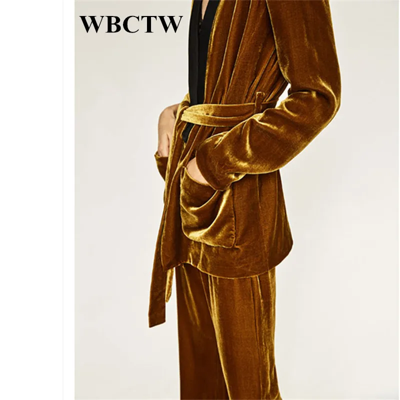 WBCTW бархатные комплекты одежды Твердые модные с длинными рукавами глубокий зима