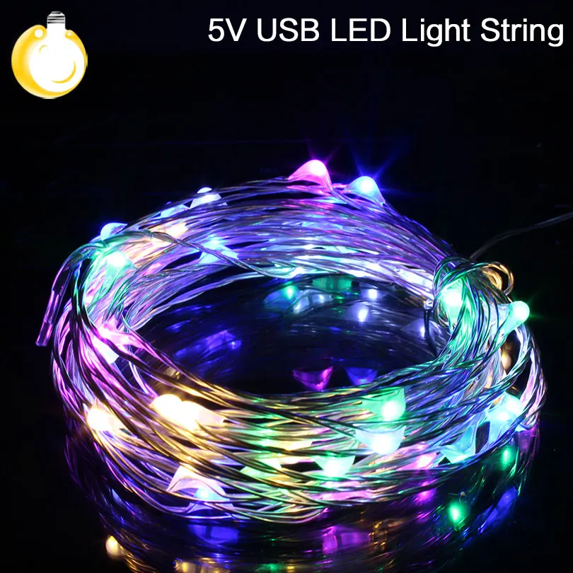 СВЕТОДИОДНЫЕ гирлянды 10 м 33ft 100led 5 в USB питание Наружное освещение RGB медная