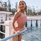 Сексуальные красные купальники CUPSHE в клетку, купальник бандо с завышенной талией, женские милые купальники из двух предметов, пляжные купальные костюмы для девушек 2020