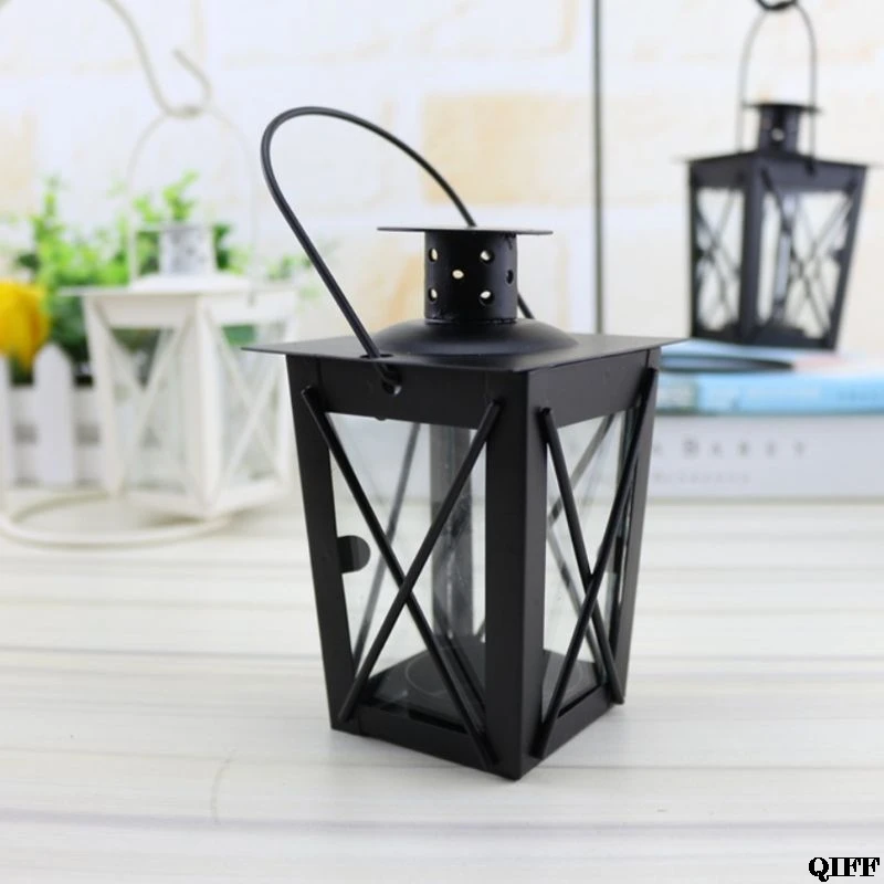Black/White Romantic Romantic Candle Holder Retro Hanging Lantern Lamp Decor For Dinner Home Jun13 - Цвет: 9FF200310-BK