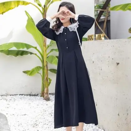 Женское летнее платье трапециевидной формы Robe Femme свободное милое с воротником в