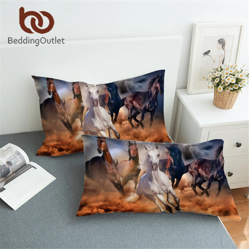 BeddingOutlet чехол для подушки с лошадью яркий 3D рисунком пыльный молнией постельное