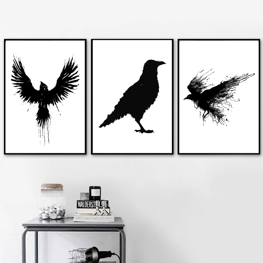 Настенная живопись на холсте Eagle Crow bird постеры и принты в скандинавском стиле