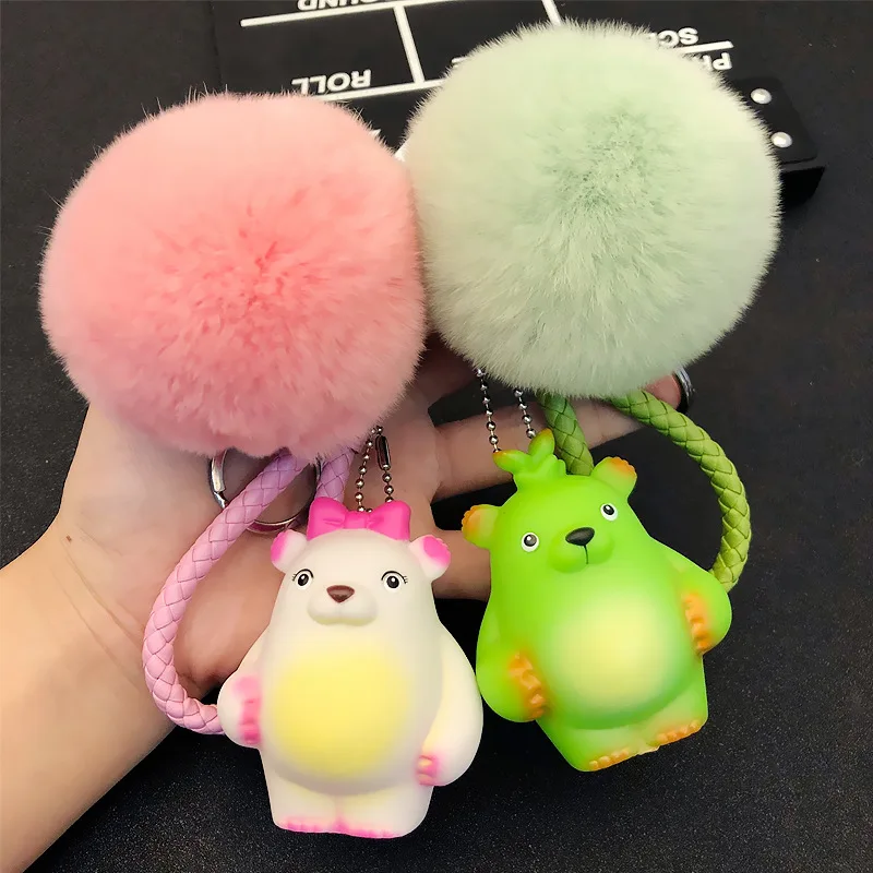 Fashion Bear Handmade Woven Rope Pendant Pom Key Chain Handbag Creative Cute Cartoon Doll Keychain Ladies Car | Украшения и