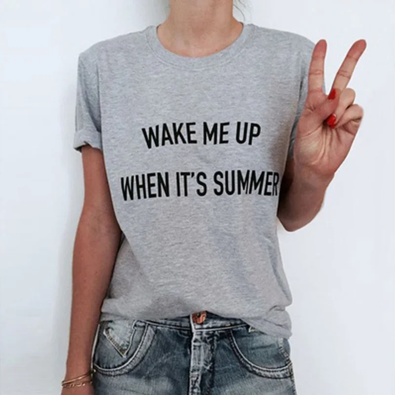 Летние Для женщин круглый Средства ухода за кожей шеи короткий рукав Wake Me Up