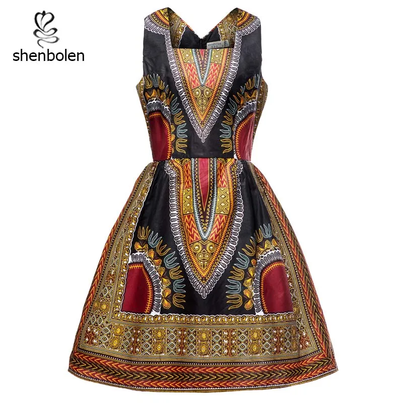 black dashiki Shenbolen африканские платья для женщин Дашики Платье африканская традиционная одежда Хлопок Воск платье африканская одежда - Цвет: black dashiki