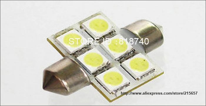 2 шт./лот 31 мм 5050 SMD 6 светодиодная Белая Гирлянда Лампа для двери DC12V купольная