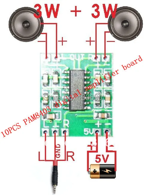 Плата цифрового усилителя мощности PAM8403 миниатюрная класса D 2*3 Вт 2 5 ~ В