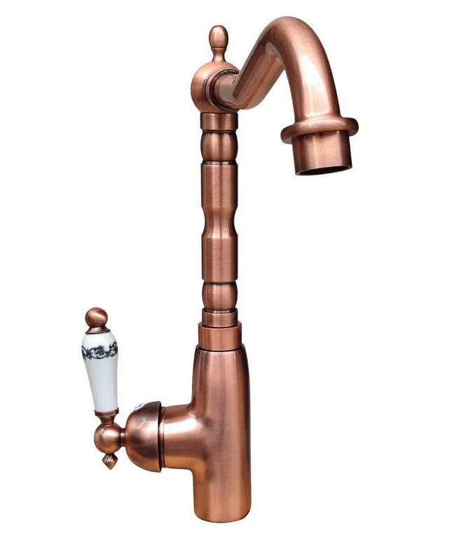

Swivel Spout Single Handle Antique Red Copper Kitchen Sink Faucet Mixer Basin Tap Crg022