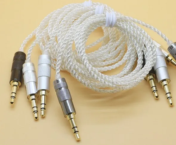 diy earphone wire male to 3.5mm headphne cable silver plated 10pcs |