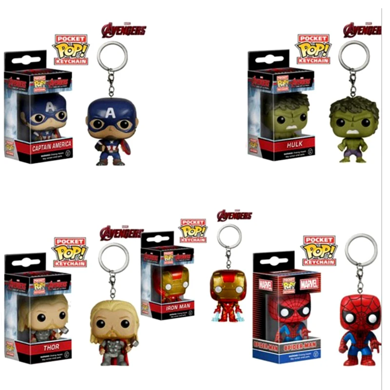 Funko Pop брелок Капитан Америка аниме Карманный Брелок Железный человек Халк Тор