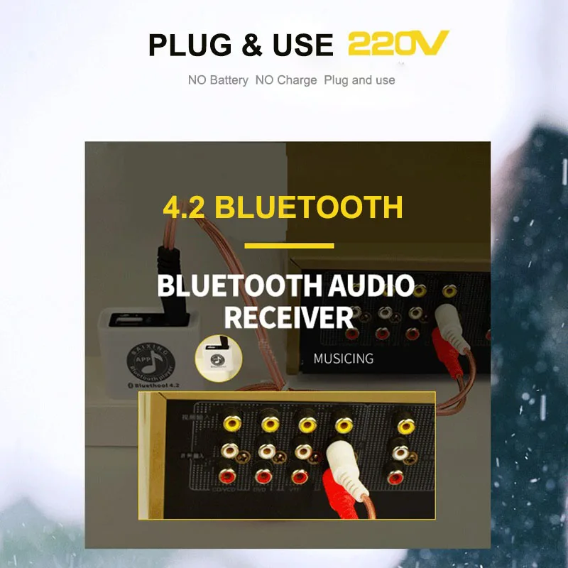 App Wireless Bluetooth Receiver Adapter 3.5mm AUX Stereo BT 4.2 Audio Music for Streaming | Электроника