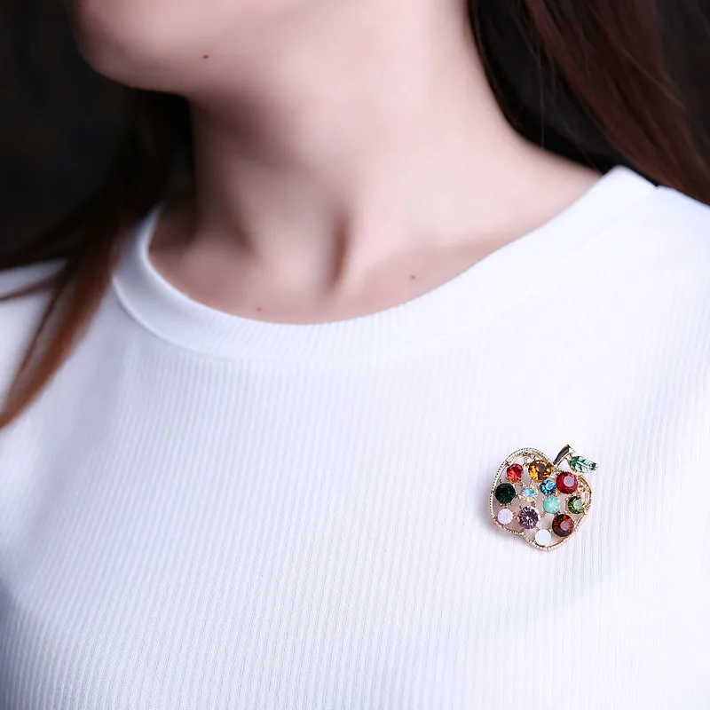 Женская летняя брошь в виде яблока с фруктами|brooches for women|apple broochbroches luxury |