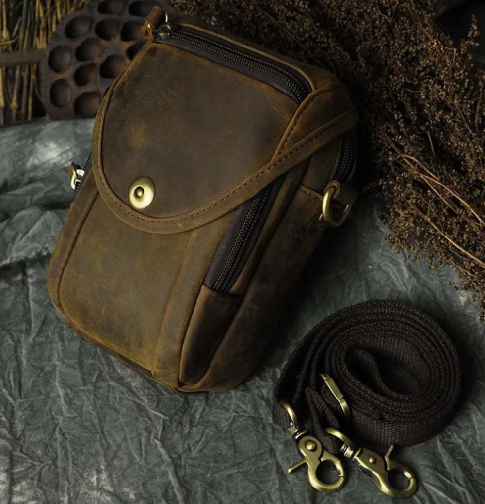 Для мужчин Винтаж Crazy Horse Натуральная кожа пакет Фанни Талии Сумка Crossbody | Багаж и