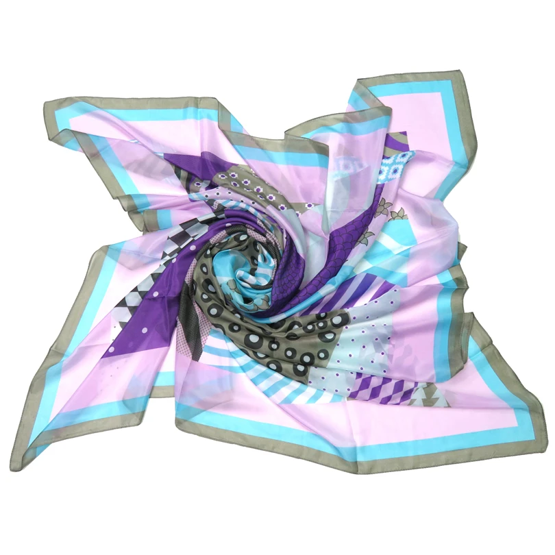 Scarf For Women Large Square Polyester Geometric Ladies Bandana Summer Pashminas Shawl Wrap Muslim Hijab Scarves Female Lencos | Аксессуары