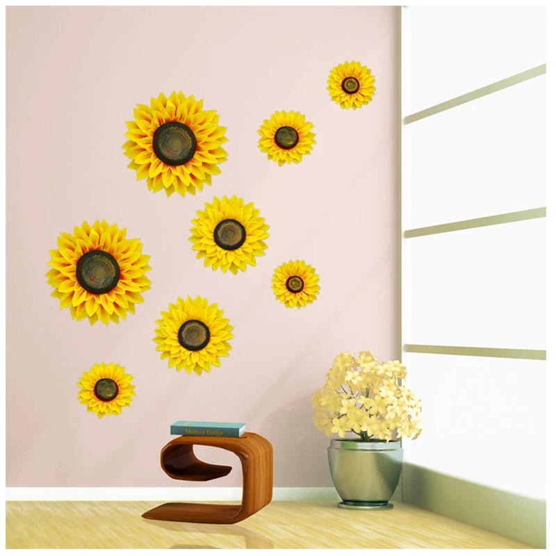 

2 Piece 20cm 3D Artificial Sunflower Wall Stickers Mural Art Wall Decal Home Decorations
