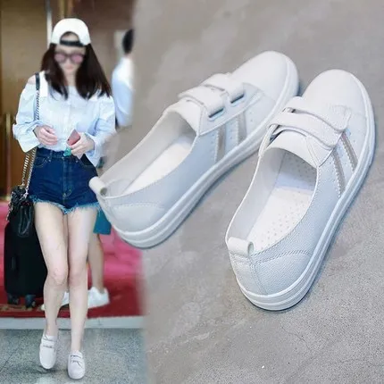 2019 summer new shallow mouth net red white women's shoes tide wild one pedal breathable lazy shoes. | Обувь